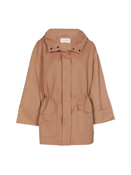 Krótka parka Marie Méro z kapturem beżowa