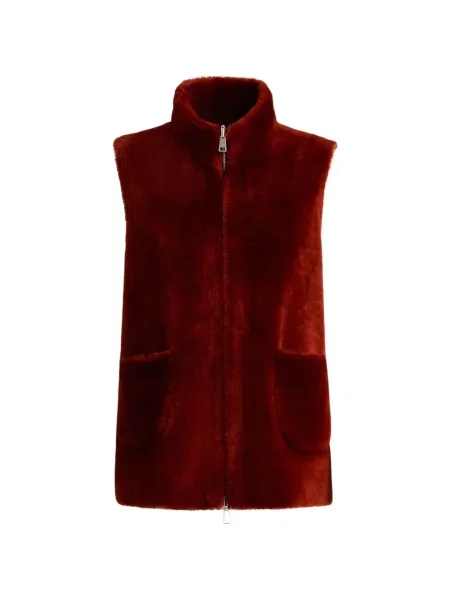 Reversibil vestă Kiton din piele de oaie roșu