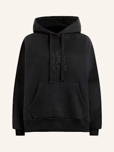 AllSaints bluza STACKS z kapturem z aplikacją czarny