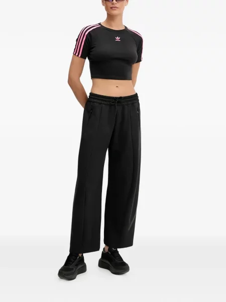 Ριγέ τρέξιμο μπλούζα Adidas από διχτυωτό κόκκινο