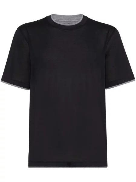 Tricou Brunello Cucinelli de mătase negru
