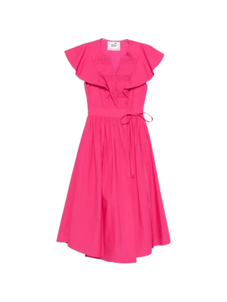 Rochie midi Mii cu volane roz