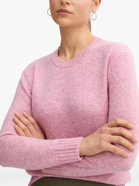 Pulover Benetton cu decolteu rotund roz
