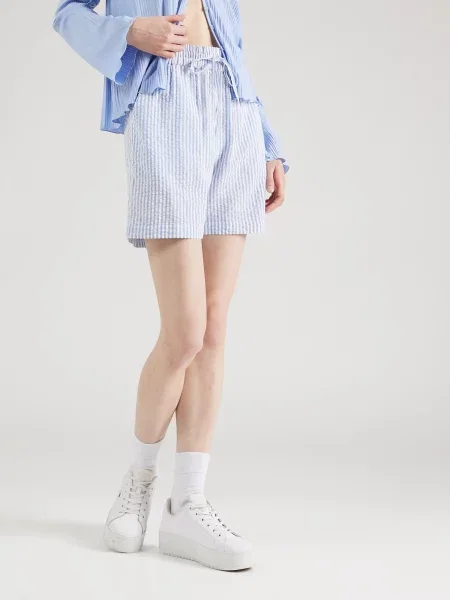 PIECES Pantaloni SALLY albastru deschis alb
