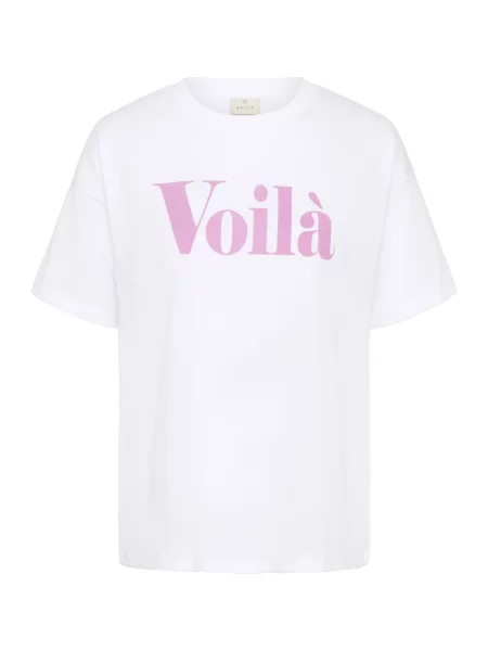 Kaffe Tricou KAfreja roz deschis alb