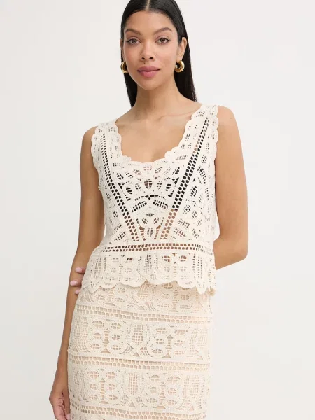 Crop top Guess beżowy