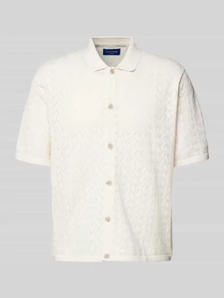 Koszula casualowa o kroju regular fit z haftem angielskim model ‘NOTO’ Jack & Jones biała