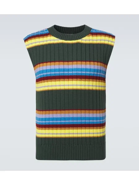 Vestă Dries Van Noten de lână cu dungi verde