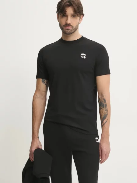 Karl Lagerfeld t-shirt z aplikacją czarny