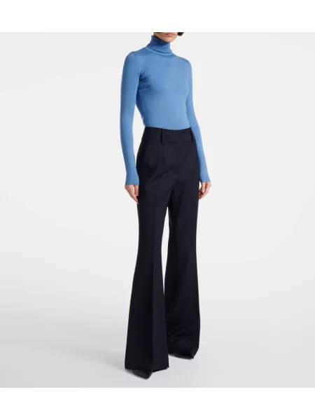 Pantaloni Gabriela Hearst de lână albastru