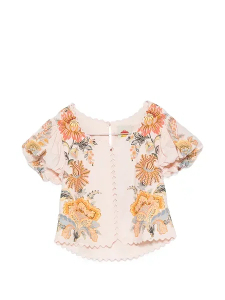 Top Farm Rio cu model floral cu imagine roz