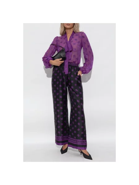 Jedwabne spodnie Dolce And Gabbana czarne