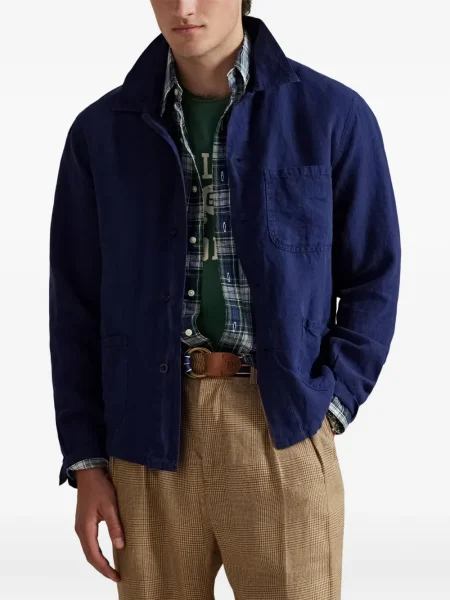 Cămașă Polo Ralph Lauren de in cu dungi albastru
