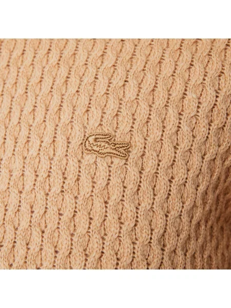 Lacoste Sweter Z Wełny O Regularnym Kroju I Splocie Kablowym beżowy