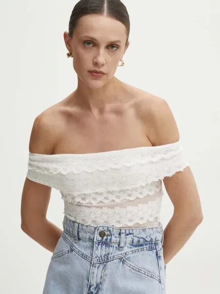 Боди Answear Lab дамско с десен бяло