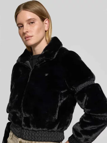 Kurtka ze sztucznego futra ze stójką model CARLA' Guess Activewear czarna