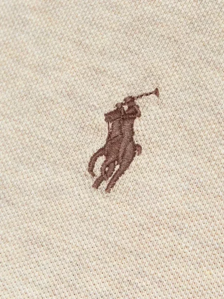 Кожена карирана поло тениска Polo Ralph Lauren бродирана бяло