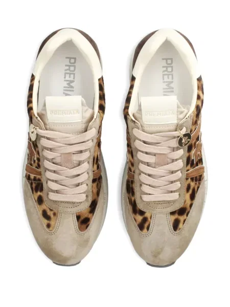 Sneakerși Premiata cu platformă cu imagine cu model leopard maro