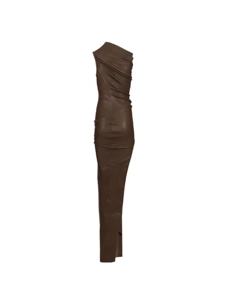 Sukienka Rick Owens skórzana brązowa