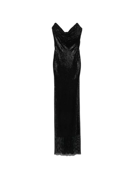 Rochie maxi Adamaris drapată fără bretele negru