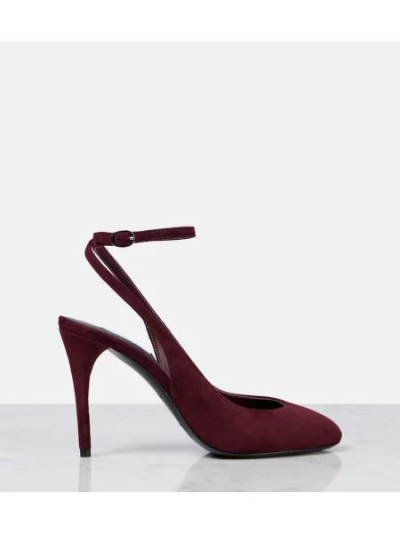 Pantofi cu toc Alaïa din piele de căprioară slingback bordo
