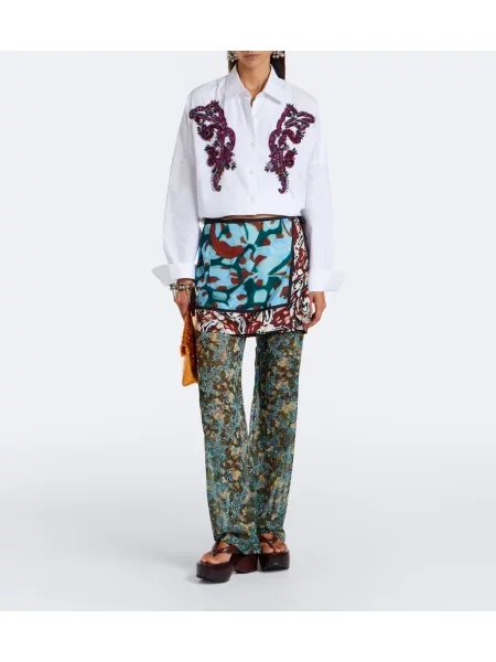 Gėlėtos kelnės Dries Van Noten mėlyna