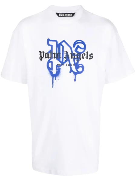 Tricou Palm Angels cu imagine alb