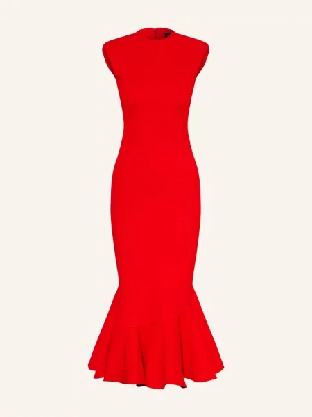 Jacquemus Pouzdrové Šaty La Robe Palmier S Výřezem A Volánky červená