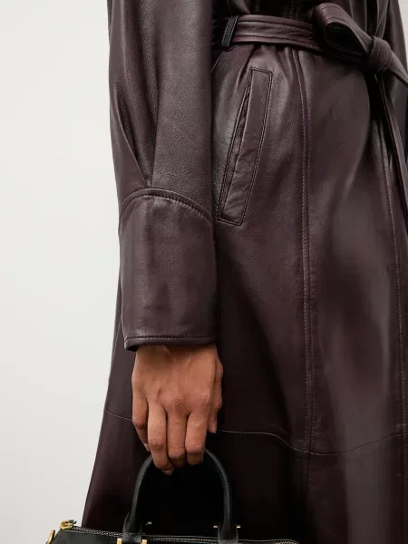 Шкіряний плащ Answear.LAB бордовий