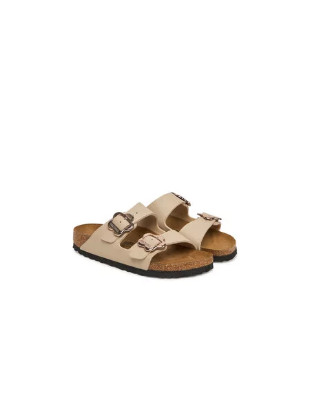 Papucs Birkenstock Arizona Flower Buckle Kids D Ekru