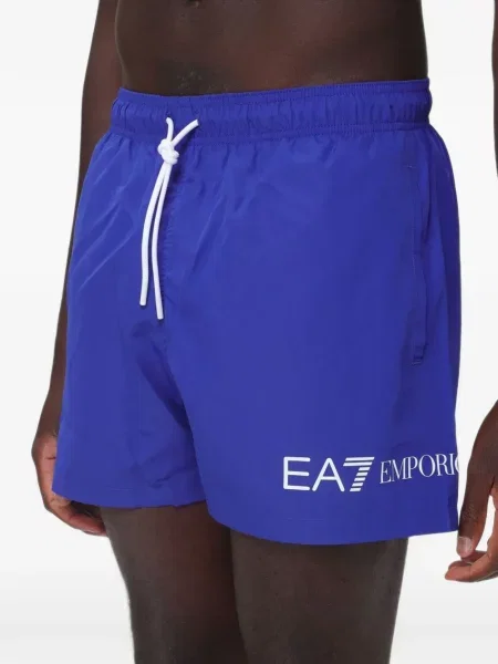Долнища на бански Ea7 Emporio Armani с принт с връзки синьо