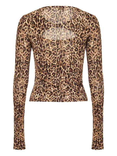 Top Just Cavalli cu imagine cu model leopard maro