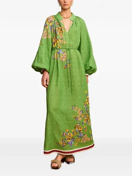 Rochie midi Alemais cu model floral cu imagine verde