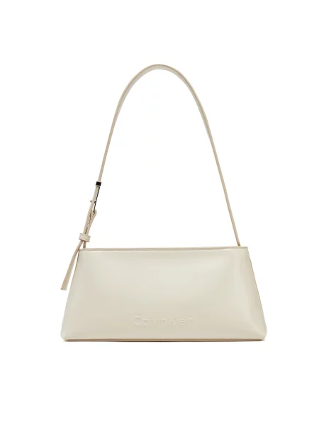 Calvin Klein Torbica Embossed Logo Shoulder Bag Écru bež