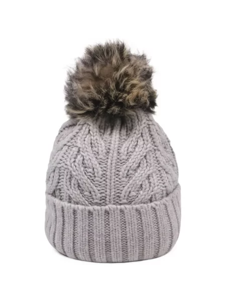 Căciulă Ugg tricotate cu pompoane gri