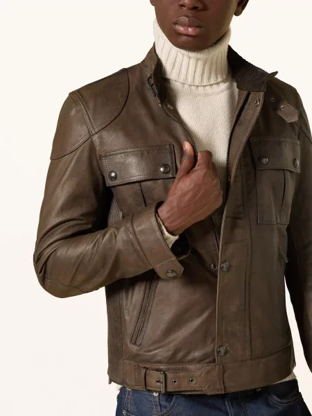 Belstaff Kožená Bunda Gangster tmavě hnědá