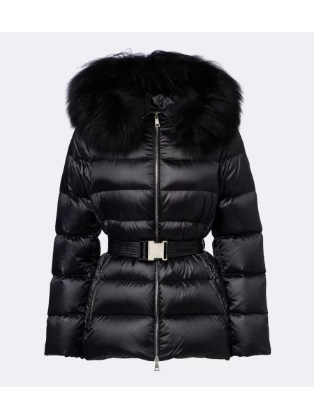 Geacă cu puf Moncler din piele de oaie negru