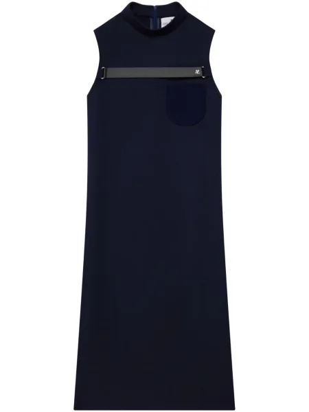 Sukienka midi Courreges do kolan z twillu garniturowa niebieska
