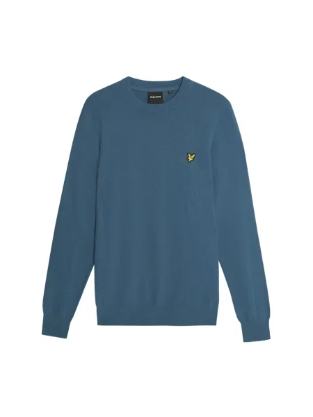 Sweter Lyle & Scott z wełny merino z okrągłym dekoltem niebieski