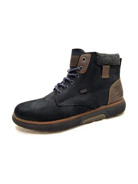 Botki Rieker zamszowe zamknięte noski sznurowane niebieskie