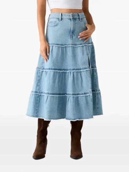 Fustă midi Guess albastru