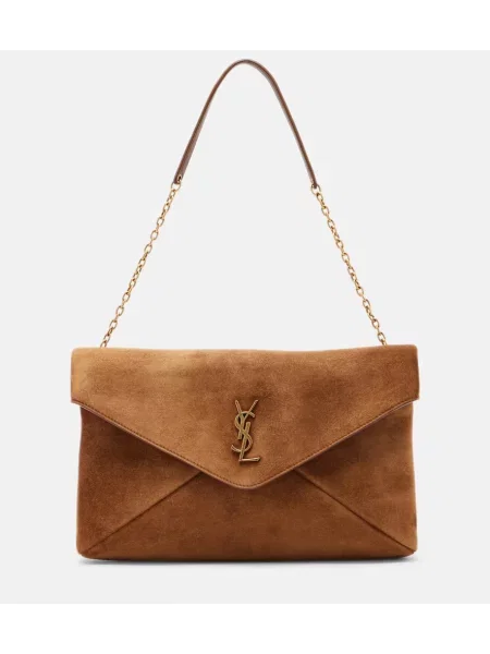 Geantă Saint Laurent din piele de căprioară bej