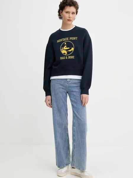 Rag & Bone bluza z nadrukiem granatowy