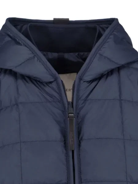 Geacă Moncler cu glugă albastru