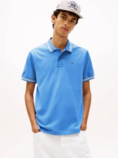 Tricou polo Tommy Jeans albastru
