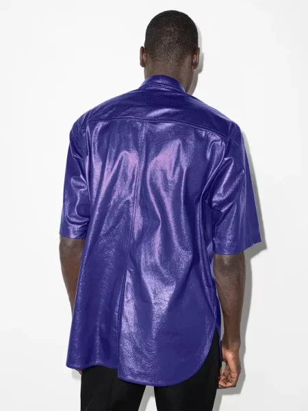 Kožená košile Isabel Marant modrá