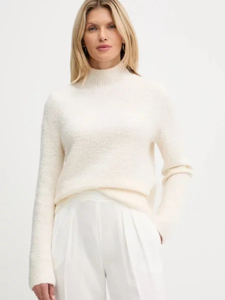 Sweter z dzianiny o kroju regular fit z mieszanki wełny i kaszmiru model ‘FUBRINA’ Boss beżowy