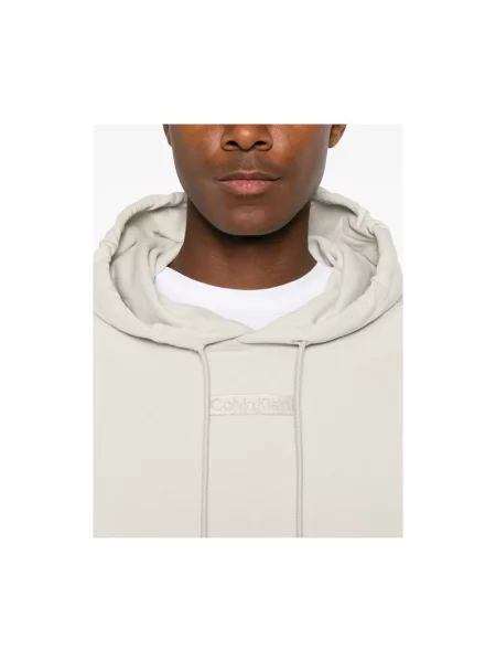 Bluza z kapturem Calvin Klein z kapturem beżowa