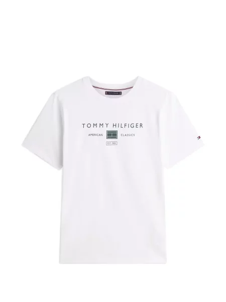 Scurt tricou Tommy Hilfiger cu imagine alb