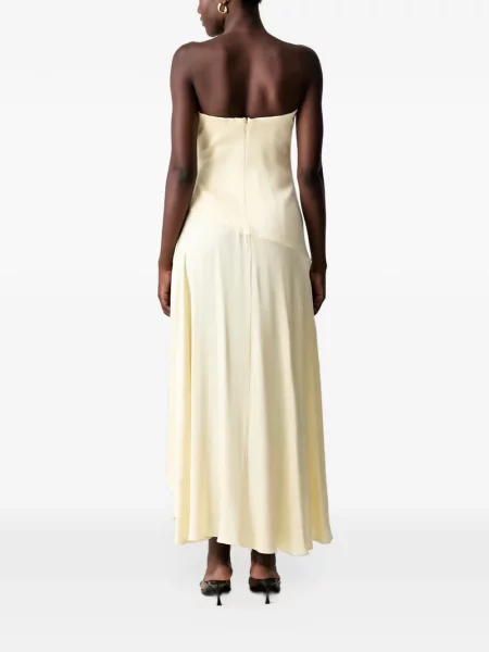 Rochie midi Bardot cu volane fără bretele